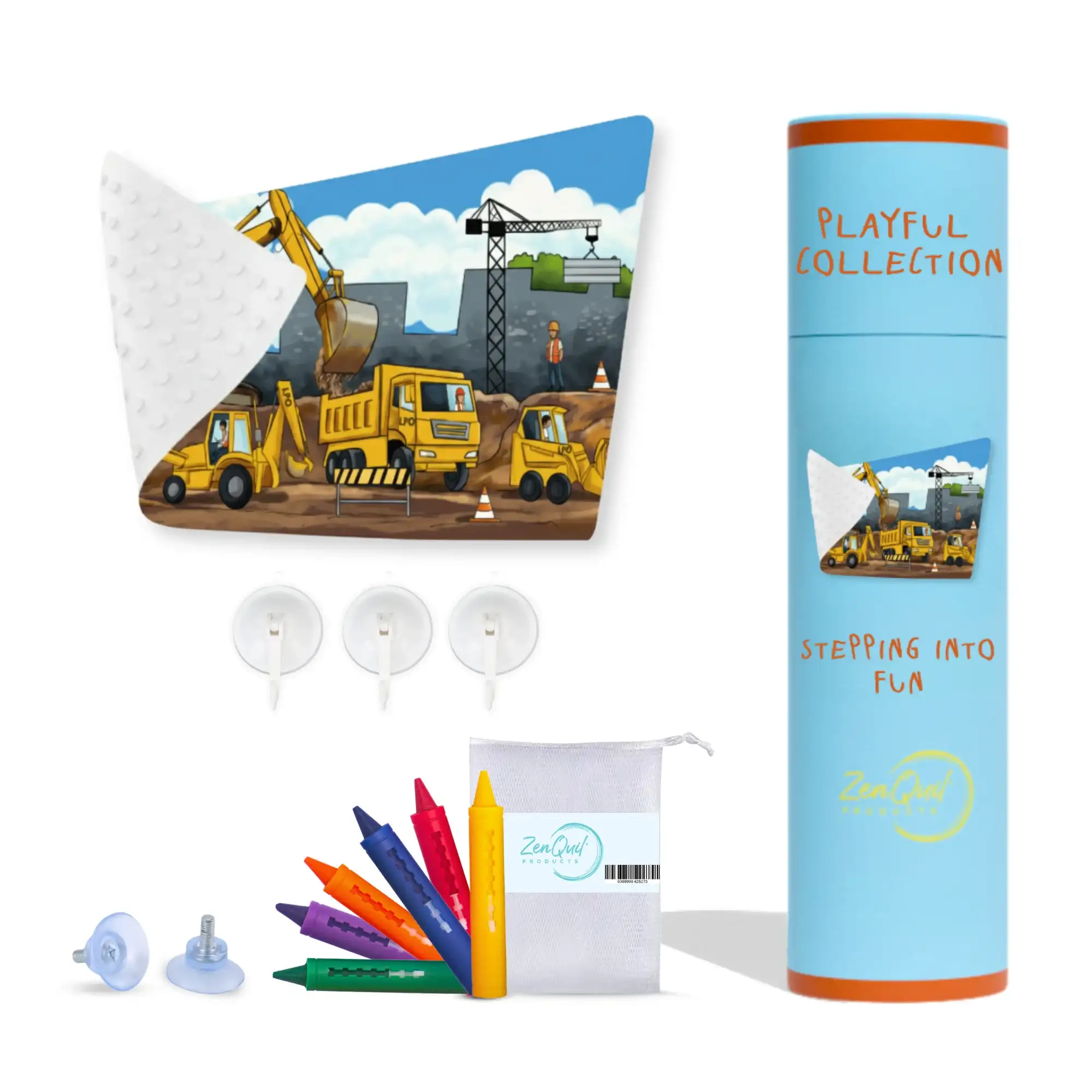 Kids Construction Bath Mat Crayons
