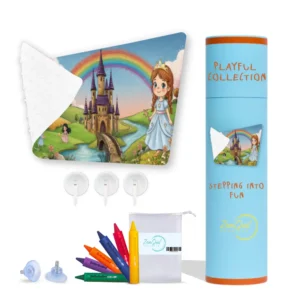 Child Playful Rainbow Princess Bath Mat with Crayons